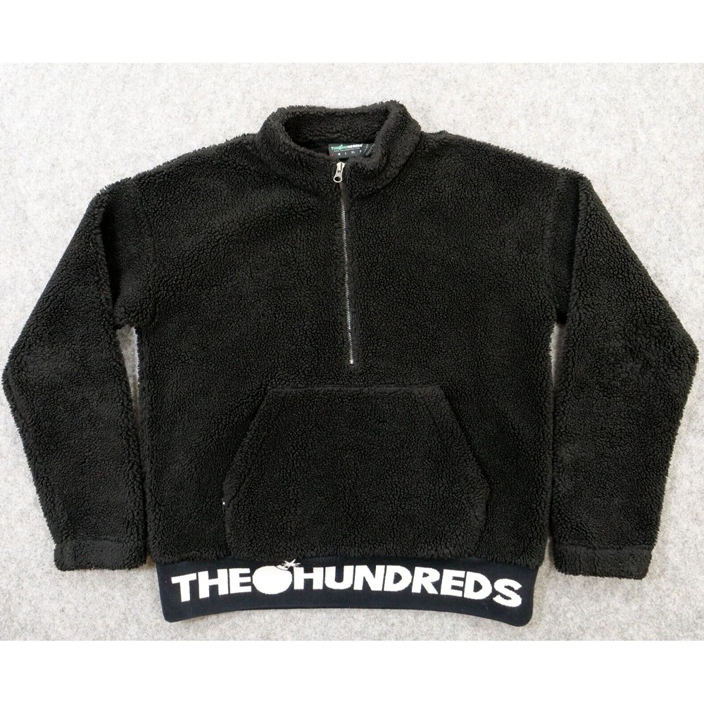 The Hundreds Sweater Mens Small Nepal Fleece Sherpa 1/4 Zip Pullover Logo